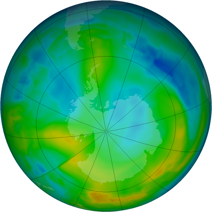 Antarctic ozone map for 17 June 2010